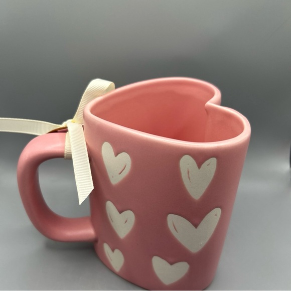 Rae Dunn Pink Valentine Heart Shaped Scribble Heart Design Mug NEW - Picture 5 of 5